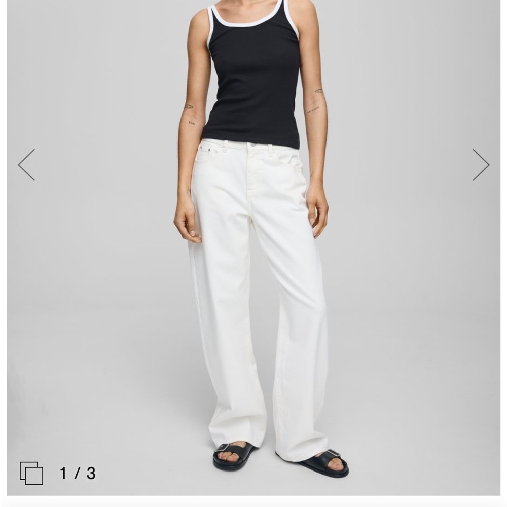 Moss Copenhagen white high rise loose jeans